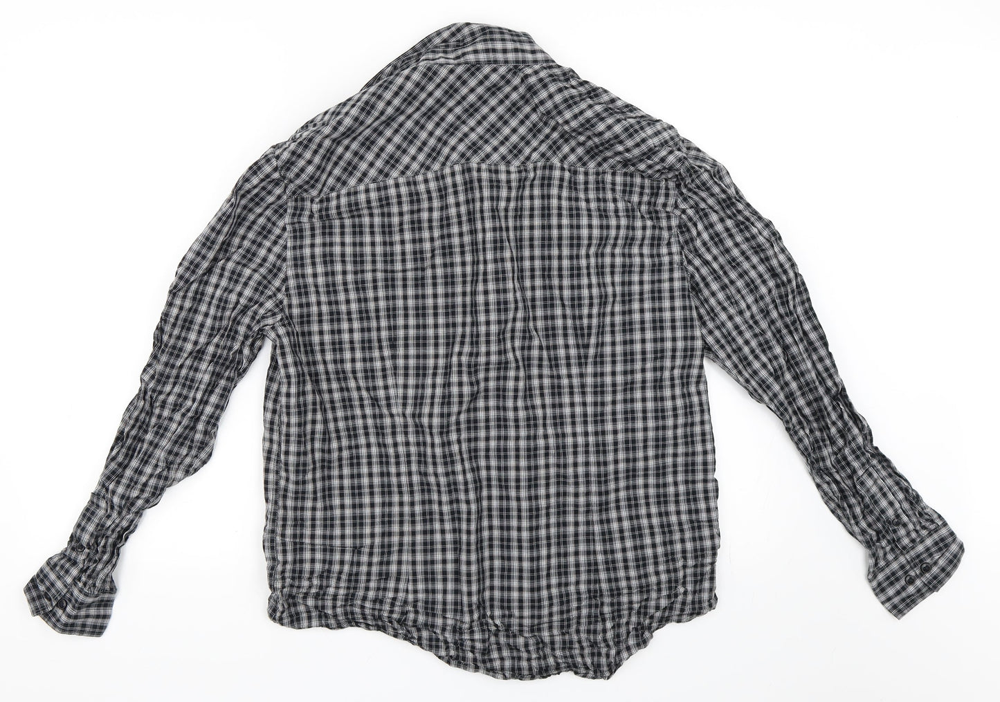 Mens UK Size L Easy Black  Button-Up Long Sleeve Casual Shirt