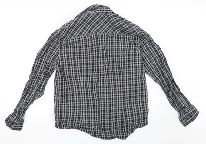 Mens UK Size L Easy Black  Button-Up Long Sleeve Casual Shirt