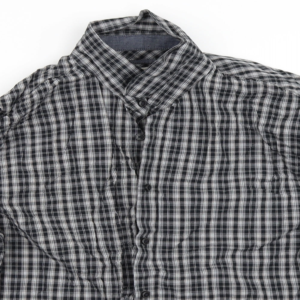 Mens UK Size L Easy Black  Button-Up Long Sleeve Casual Shirt