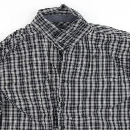 Mens UK Size L Easy Black  Button-Up Long Sleeve Casual Shirt