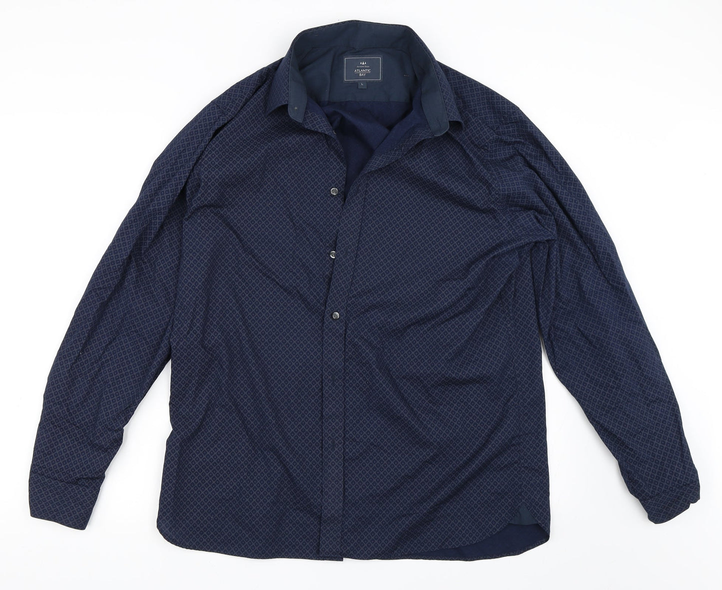 Atlantic Bay Mens Blue    Button-Up Size L