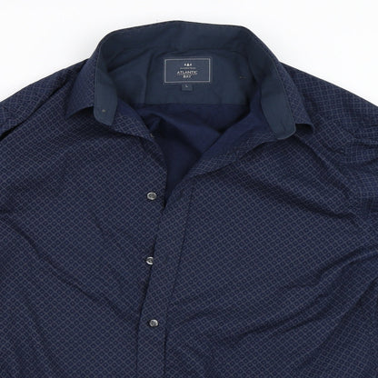 Atlantic Bay Mens Blue    Button-Up Size L