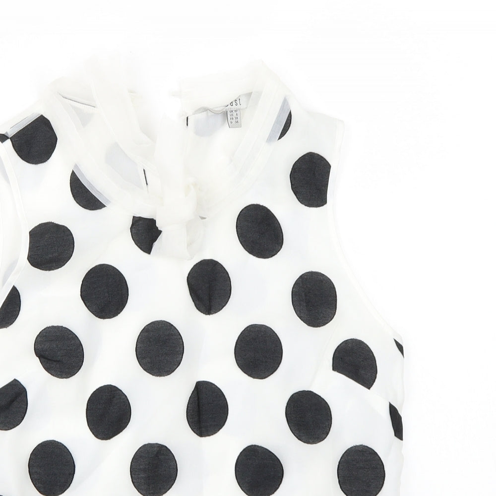 Coast Womens White Polka Dot  Basic Blouse Size 10