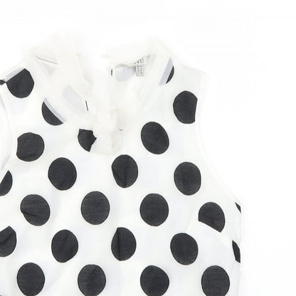 Coast Womens White Polka Dot  Basic Blouse Size 10