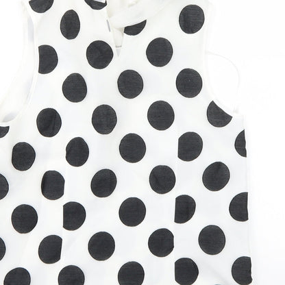 Coast Womens White Polka Dot  Basic Blouse Size 10