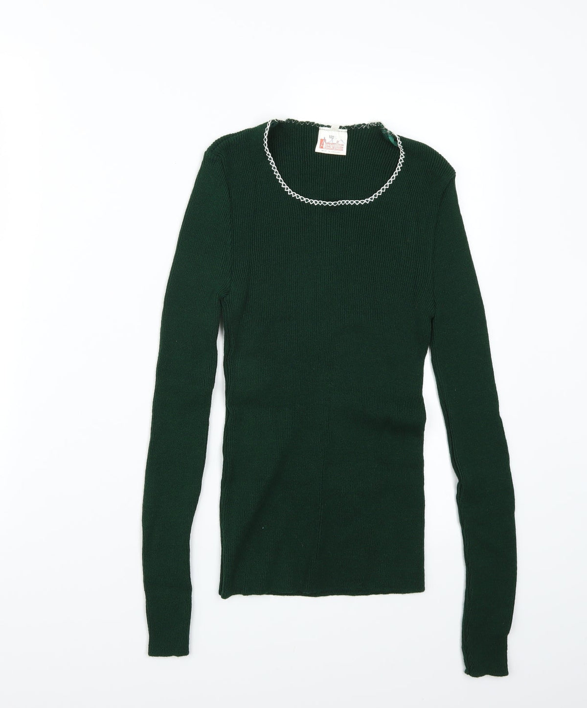 Front view of 100acrylic women’s green basic t-shirt, size M