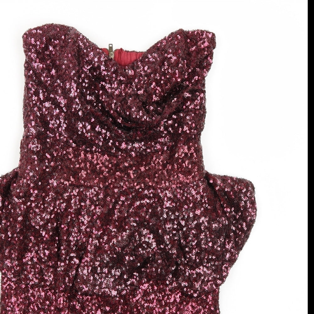 Close-up detail of Mismo women’s purple a-line, size UK 8
