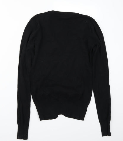 Back view of Sutherland women’s black cardigan jumper, size S
