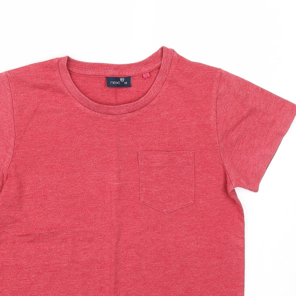 Close-up detail of Next boys’ red basic t-shirt, size 7, years