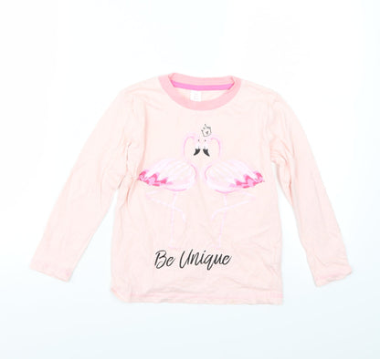Preworn Girls Pink   Basic T-Shirt Size 6-7 Years