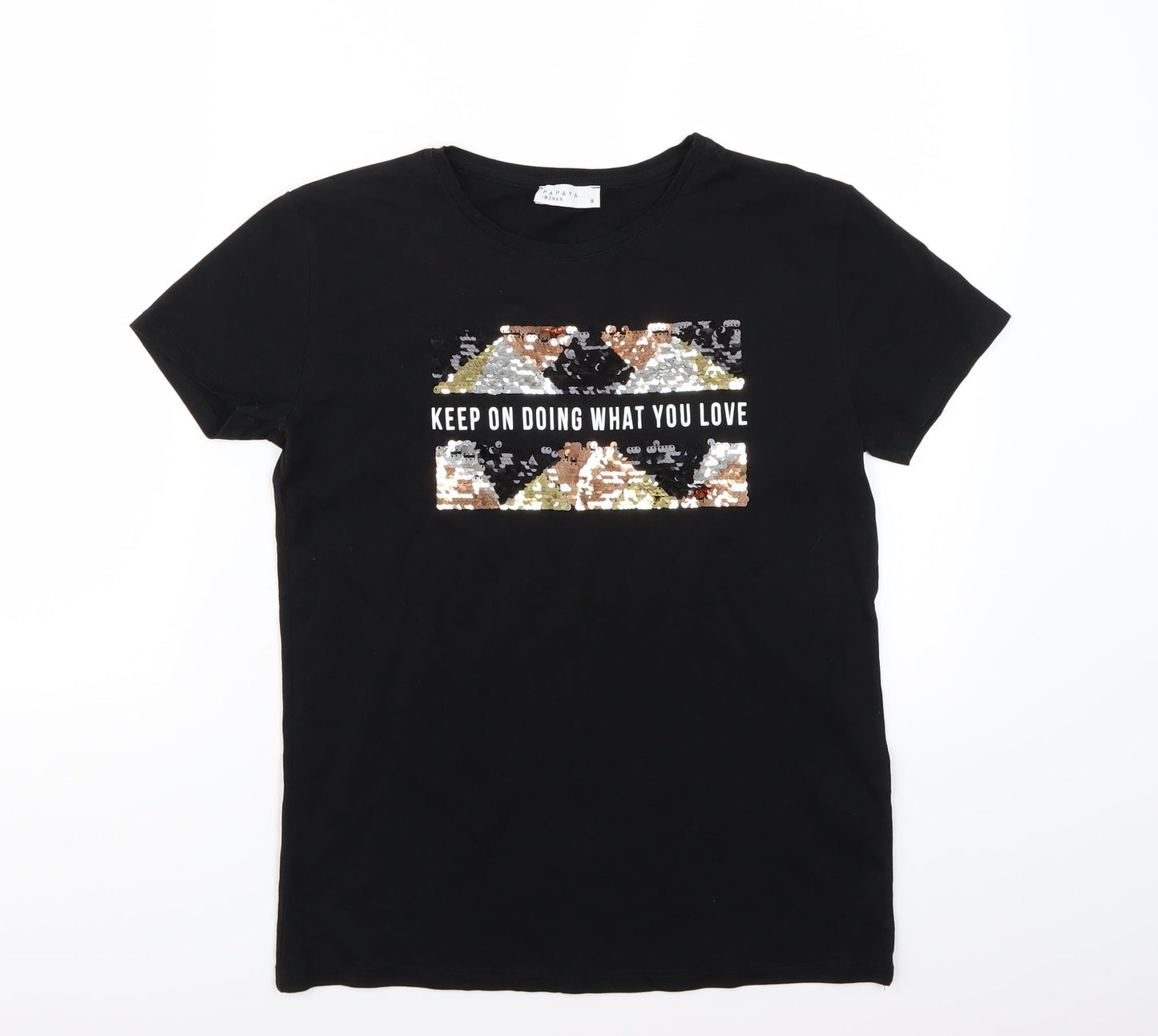 Papaya Womens Black   Basic T-Shirt Size 8