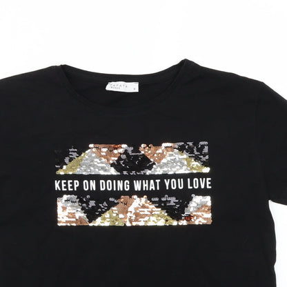 Papaya Womens Black   Basic T-Shirt Size 8