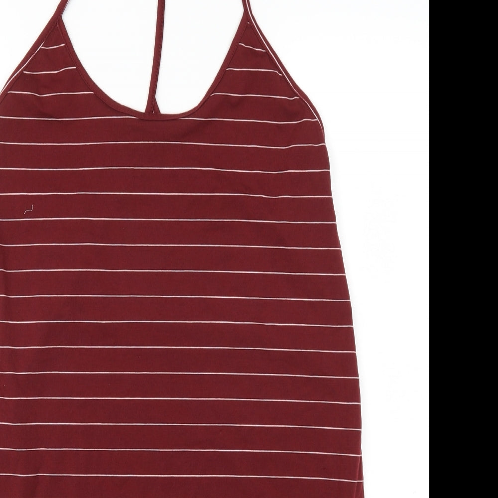 SheIn Womens Red Striped  Tank Dress  Size L