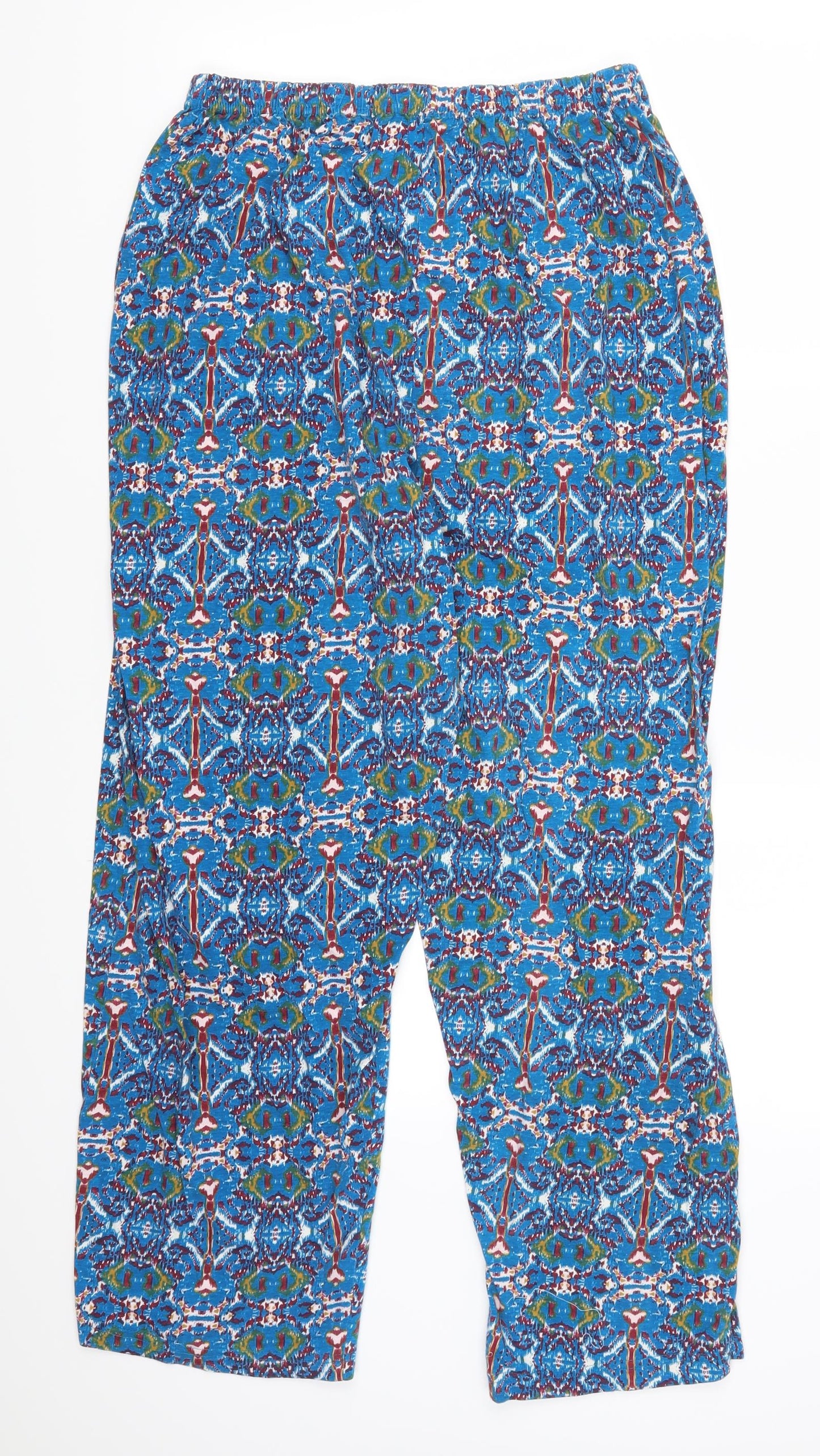 Pretty Secrets Womens Blue Geometric  Trousers  Size 16 L27 in