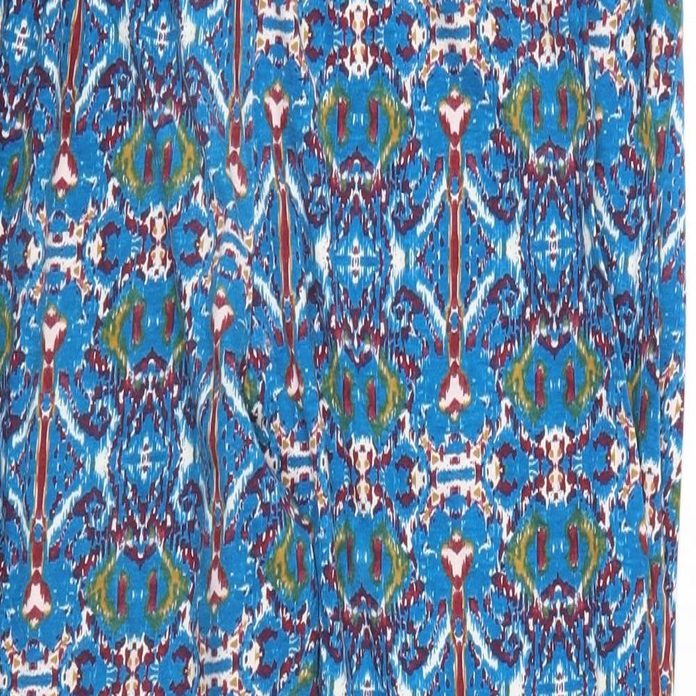 Pretty Secrets Womens Blue Geometric  Trousers  Size 16 L27 in