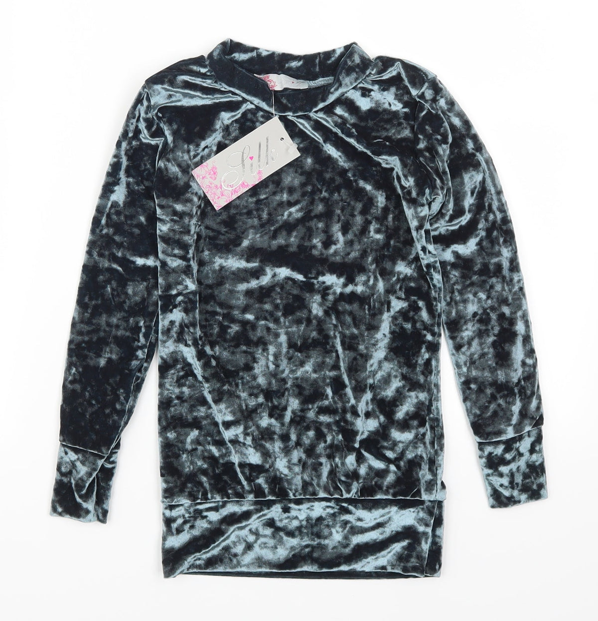 Additional front view of Silk girls’ blue pullover sweatshirt, size 5-6, years