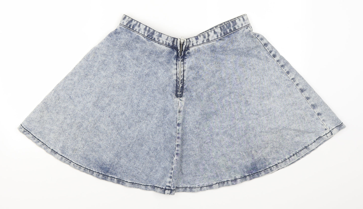 Womens UK Size 30 in Topshop Blue Skater Skirt