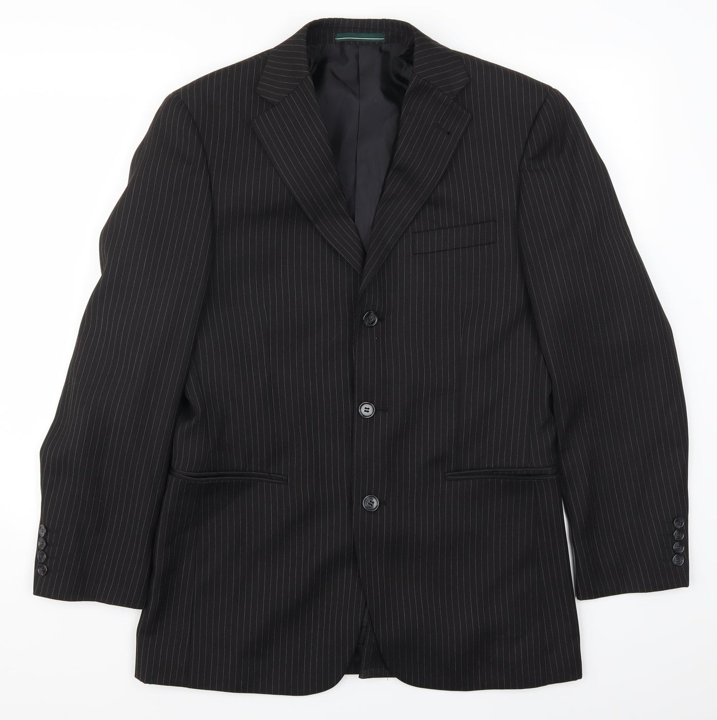 Greenwoods Mens Black Striped  Jacket Suit Jacket Size 38