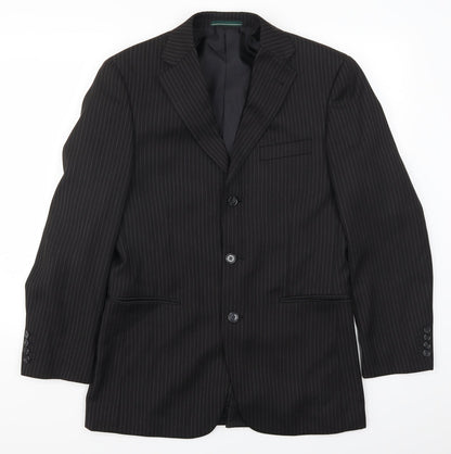 Greenwoods Mens Black Striped  Jacket Suit Jacket Size 38