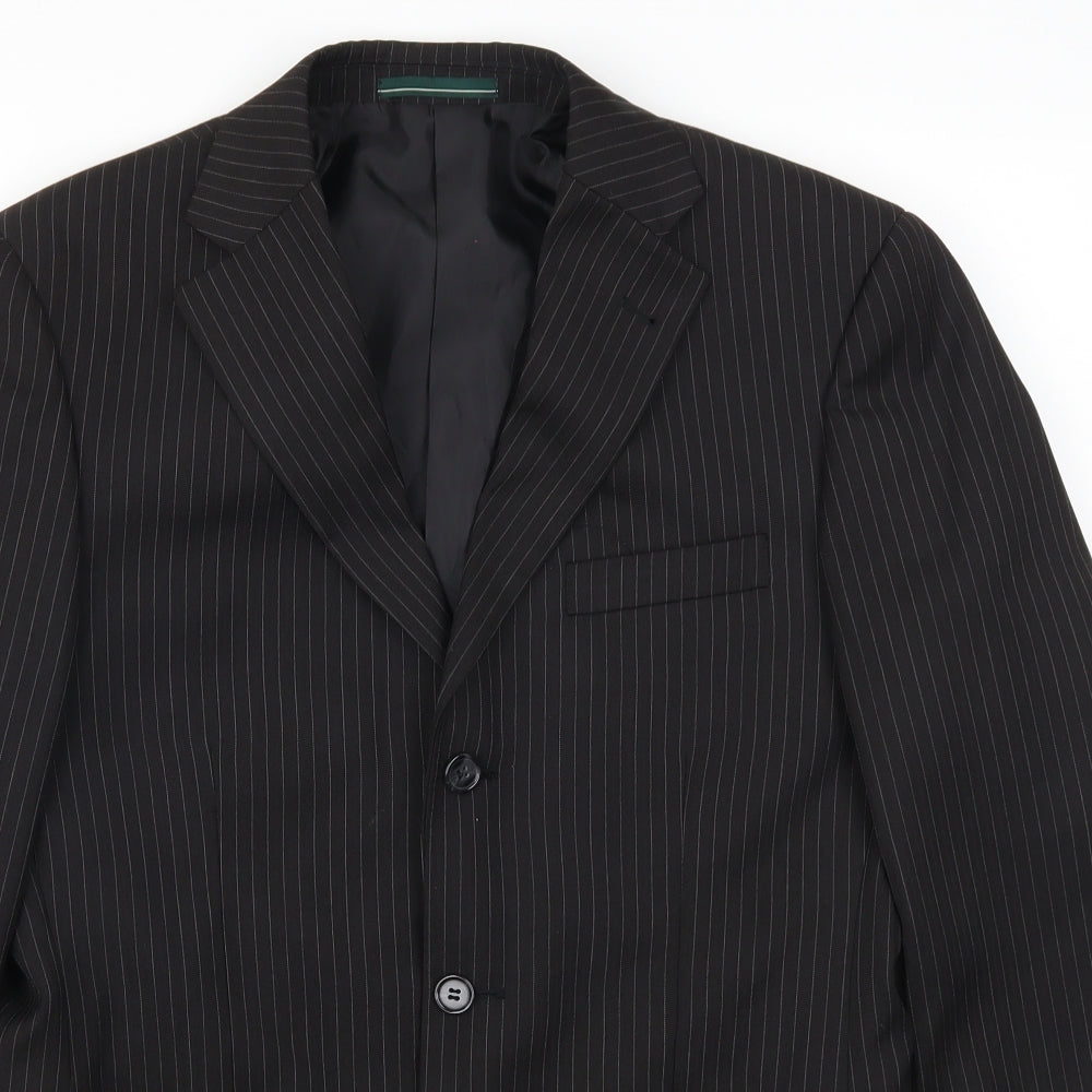 Greenwoods Mens Black Striped  Jacket Suit Jacket Size 38