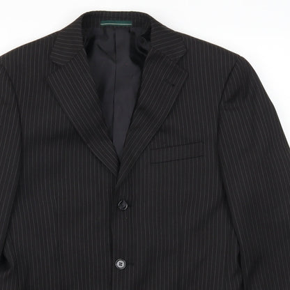 Greenwoods Mens Black Striped  Jacket Suit Jacket Size 38