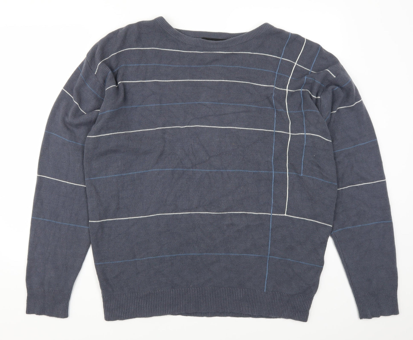 Officers Club Mens Blue Striped  Pullover Jumper Size XL