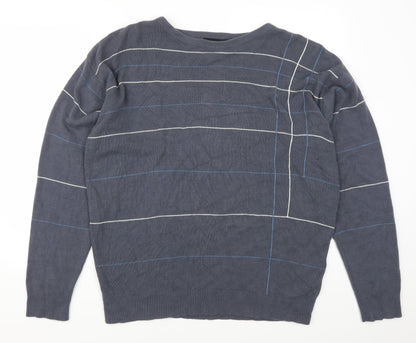 Officers Club Mens Blue Striped  Pullover Jumper Size XL