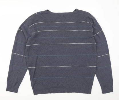 Officers Club Mens Blue Striped  Pullover Jumper Size XL