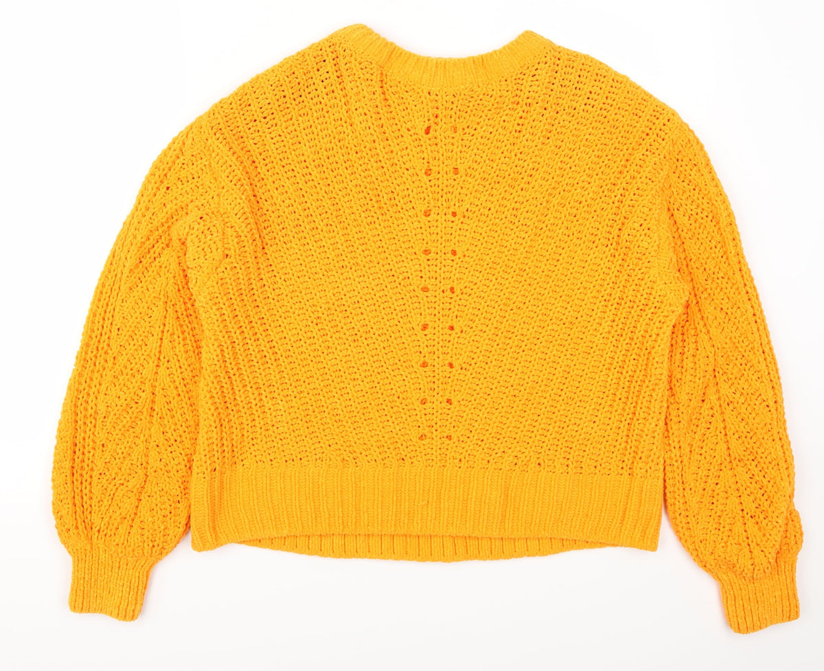 Additional front view of H&M women’s orange jumper, size UK 8