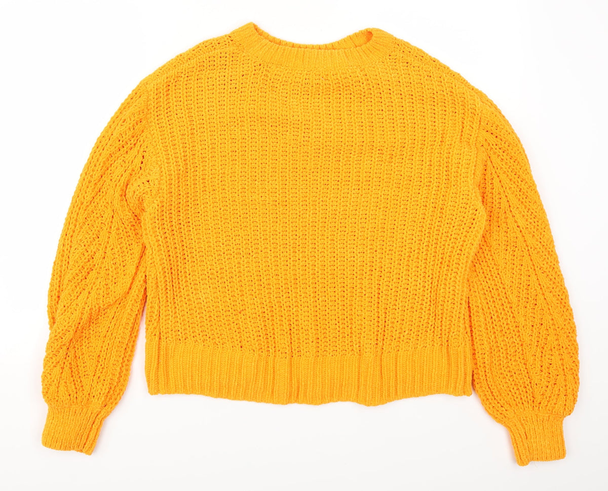 Back view of H&M women’s orange jumper, size UK 8