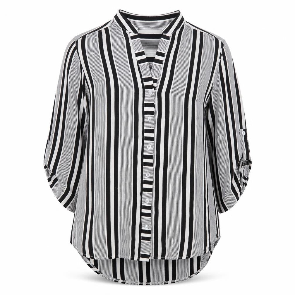 Cameo Rose Womens Grey Striped  Basic Button-Up Size 10