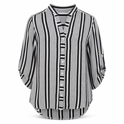 Cameo Rose Womens Grey Striped  Basic Button-Up Size 10