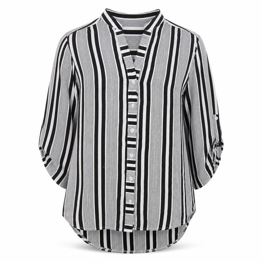 Cameo Rose Womens Grey Striped  Basic Button-Up Size 10