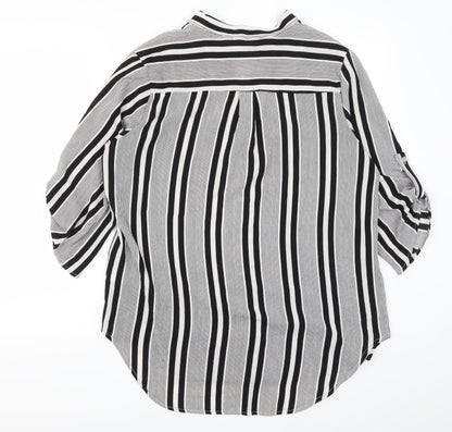 Cameo Rose Womens Grey Striped  Basic Button-Up Size 10