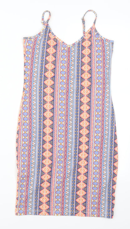 New Look Womens Blue Geometric  Tank Dress  Size 10
