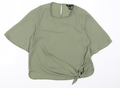 Womens UK Size 10 New Look Green Basic T-Shirt