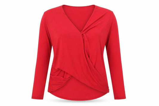 Front view of Atmosphere women’s red basic t-shirt, size UK 10
