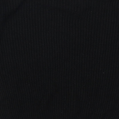 Brand and care label for PRETTYLITTLETHING women’s black jumper, size M