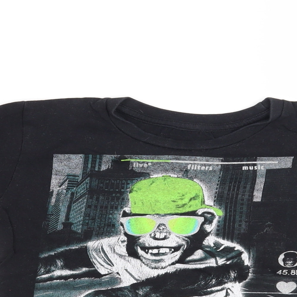 Preworn Boys Black   Basic T-Shirt Size 4-5 Years  - Flossin