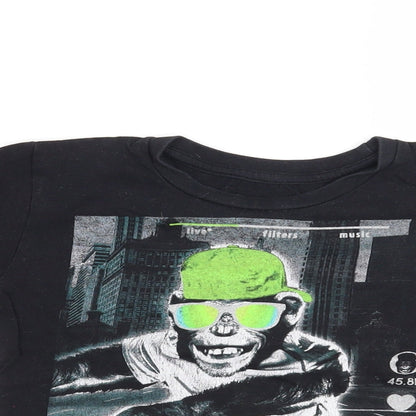 Preworn Boys Black   Basic T-Shirt Size 4-5 Years  - Flossin