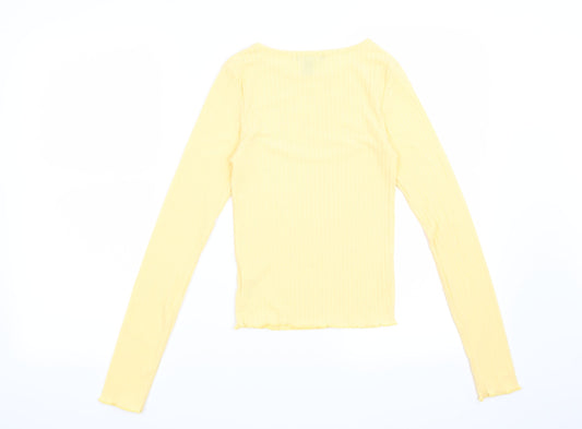 Womens UK Size 6 New Look Yellow Basic Blouse