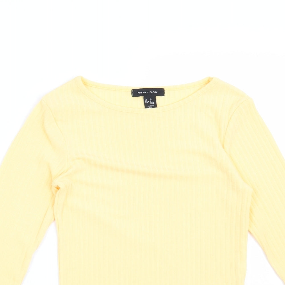 Womens UK Size 6 New Look Yellow Basic Blouse
