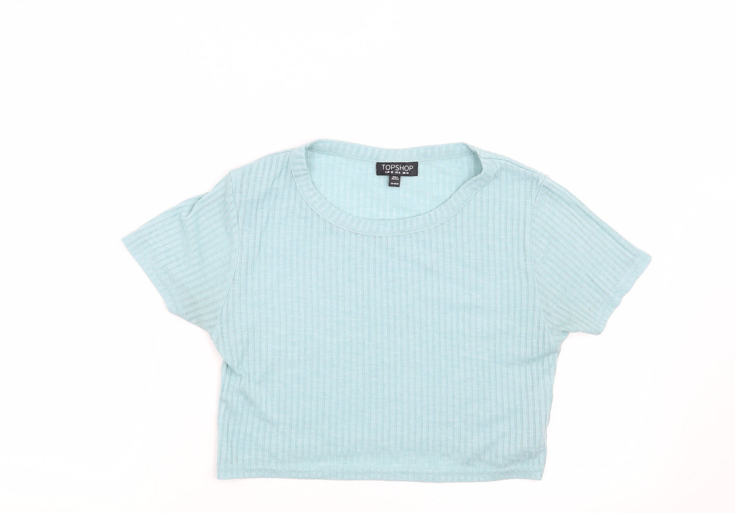 Womens UK Size 10 Topshop Blue Basic T-Shirt