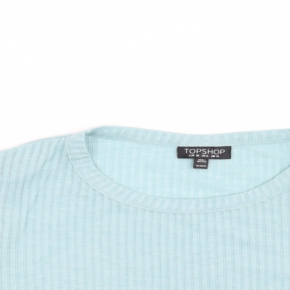 Womens UK Size 10 Topshop Blue Basic T-Shirt