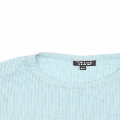Womens UK Size 10 Topshop Blue Basic T-Shirt