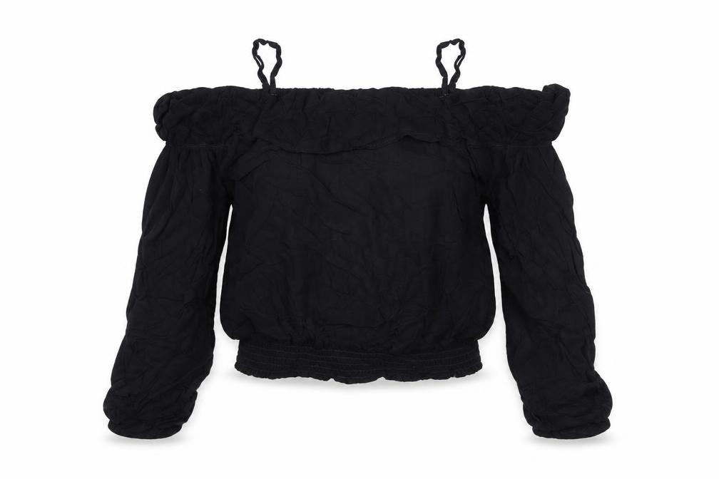 Front view of H&M girls’ black basic blouse, size 11, years