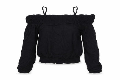 Front view of H&M girls’ black basic blouse, size 11, years