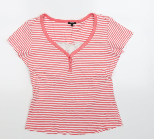 Papaya Womens Pink Striped  Basic T-Shirt Size 14