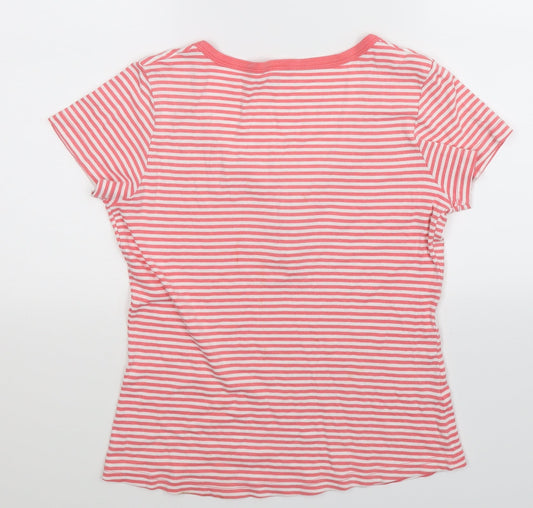 Papaya Womens Pink Striped  Basic T-Shirt Size 14