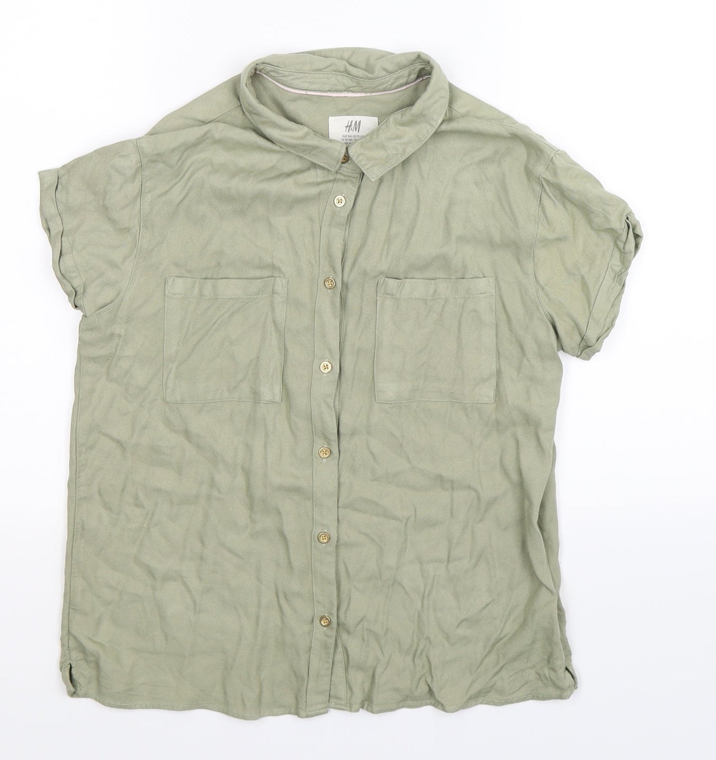 H&M Girls Green   Basic Button-Up Size 13-14 Years